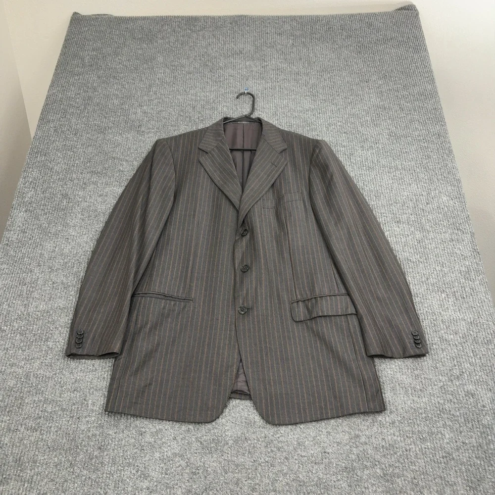 Ermenegildo Zegna Blazer Mens 52R Grey 100% Wool Pinstripe 3 Button Luxury Style